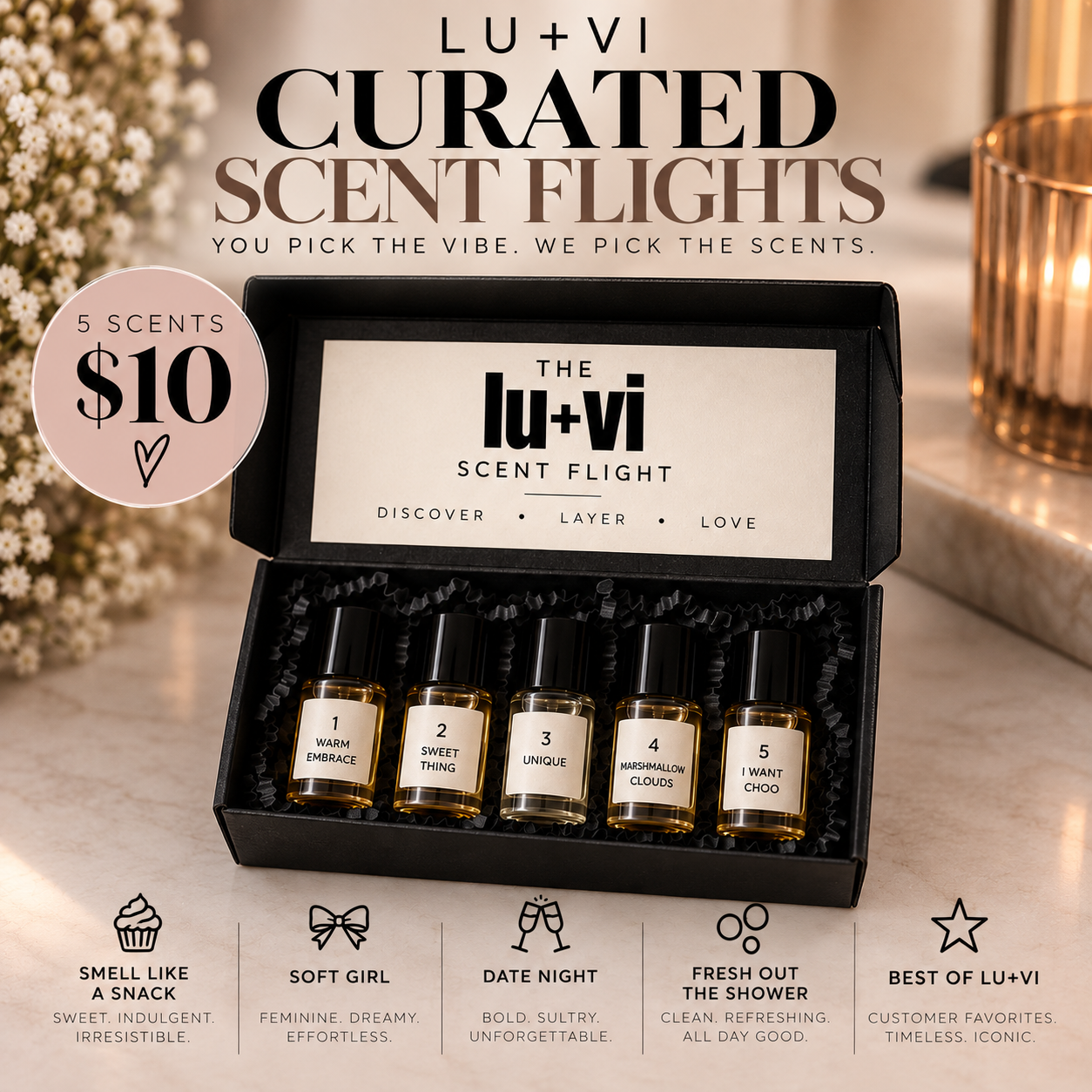 Lu+Vi Curated Scent Flights — Choose Your Vibe